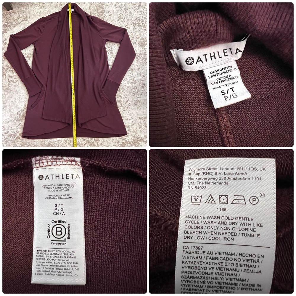 Athleta Decadent Red Nirvana Pranayama Wrap Cardigan Size Small Tall - Picture 12 of 13